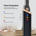 The electric heated eyelash curler and its 3 temperatures. Blue is low at 45 degrees, amber is medium at 55 degrees and red is high at 70 degrees.