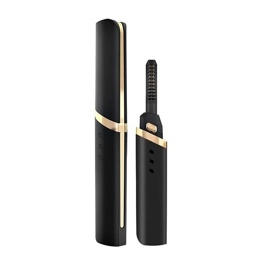 The electric heated eyelash curler with its cover off.