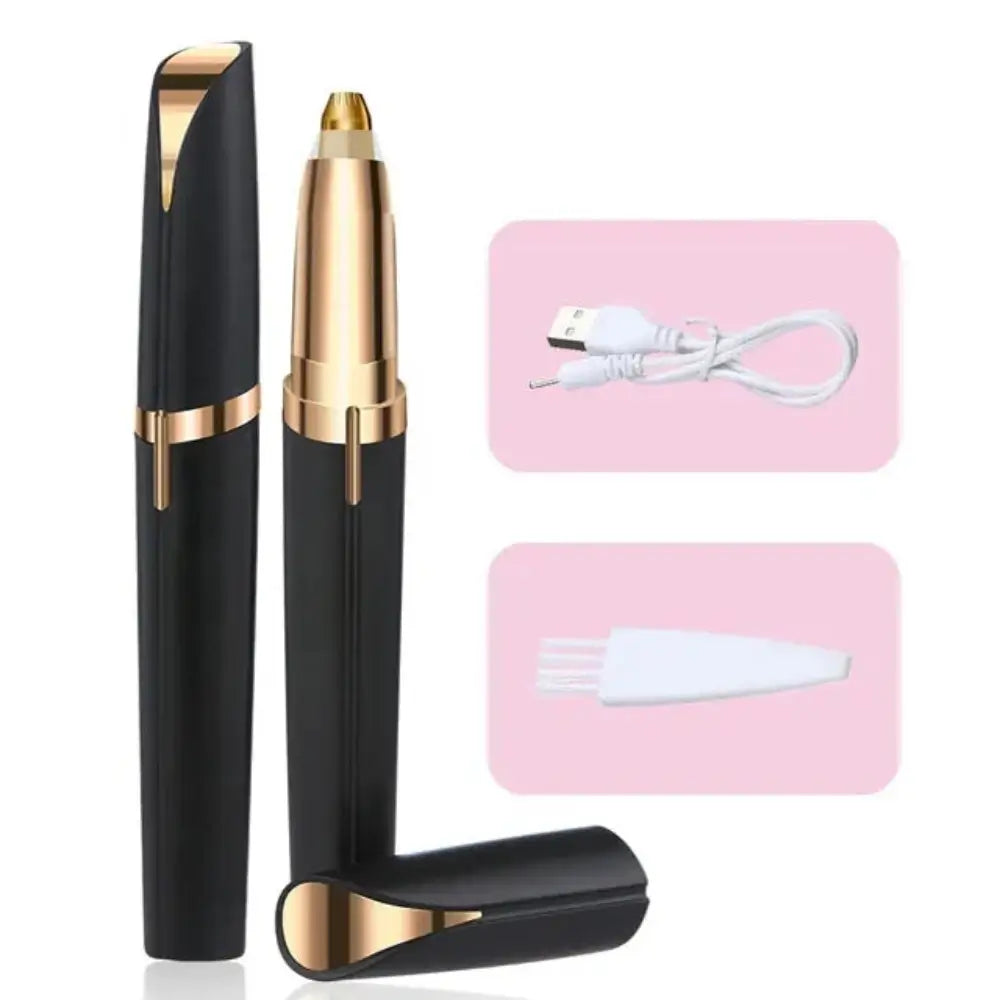 The Black Epilator For Eyebrows Hair removal, the charger and comb