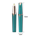 The Green eyebrow Epilator dimensions of 13cm in height and 2cm in width