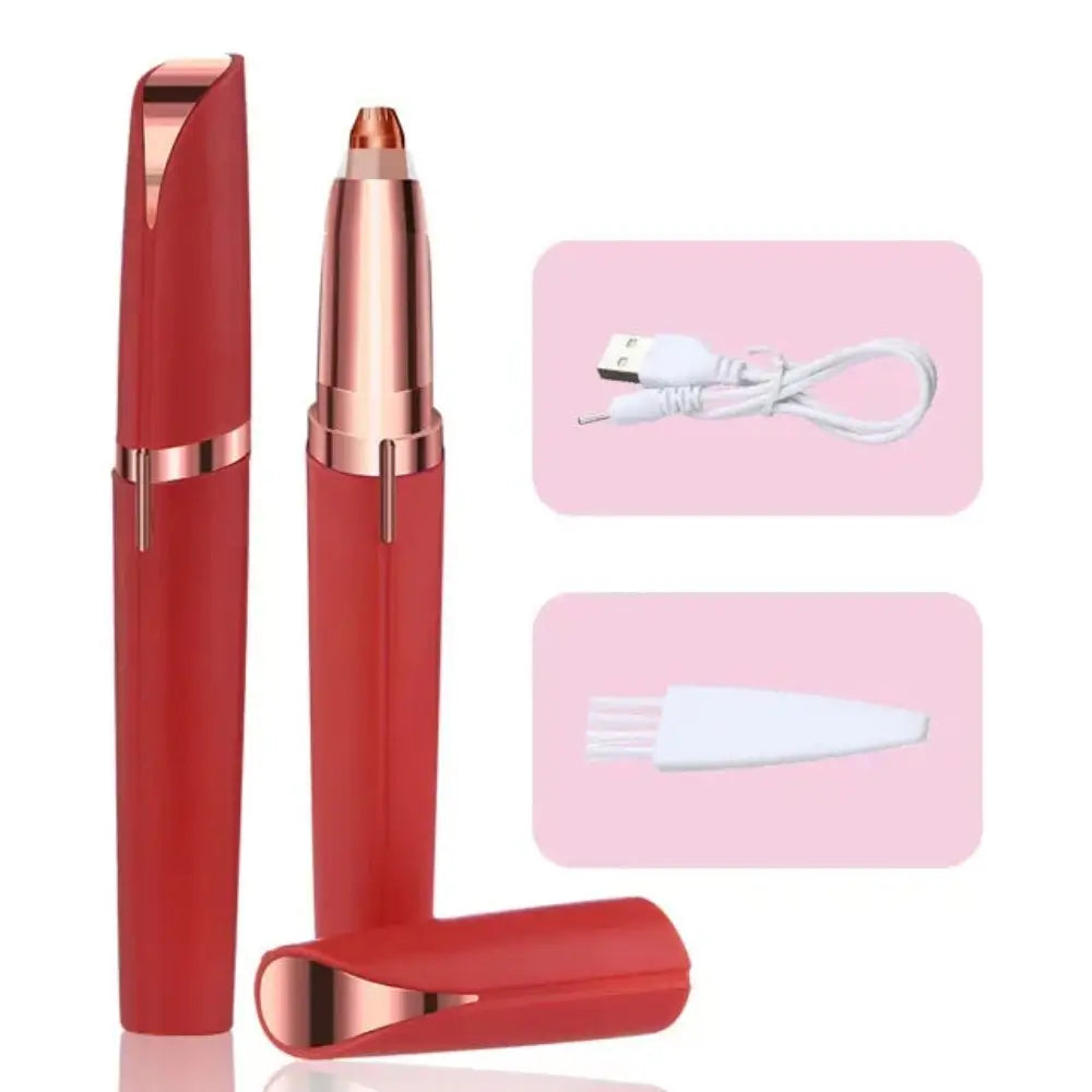 The Red Epilator For Eyebrows Hair removal, the charger and comb