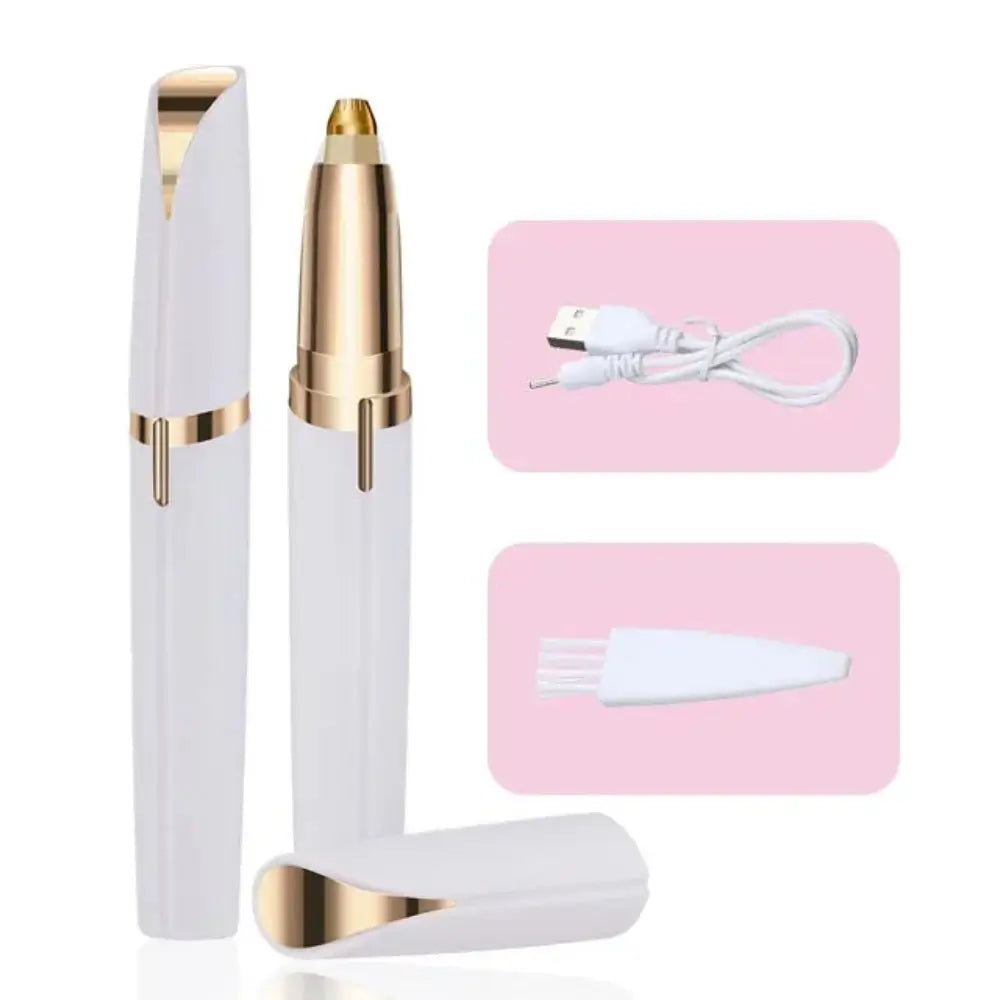The White Epilator For Eyebrows Hair removal, the charger and comb